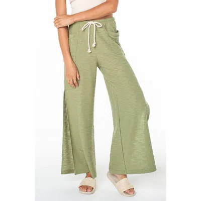 Roxy Beach Breeze Split Hem Pants In Oil Green