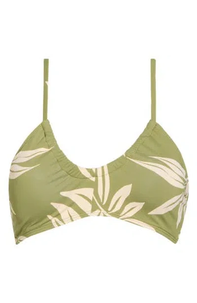 Roxy Beach Classic Fashion Bikini Top In Oil Green