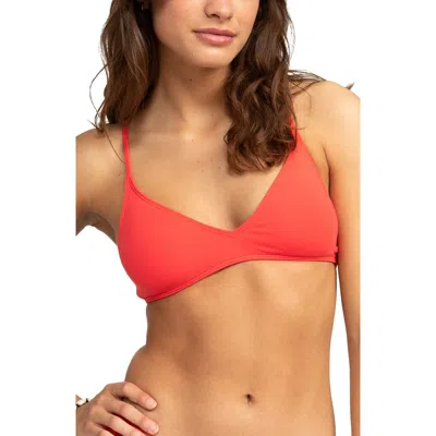 Roxy Beach Classics Athletics Triangle Bikini Top In Red