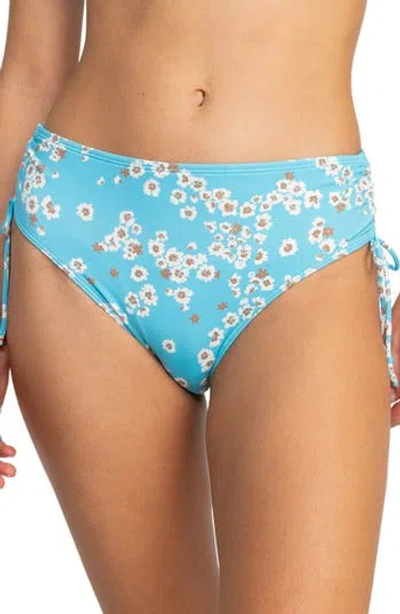 Roxy Beach Classics Lace-up Bikini Bottoms In Blue