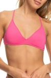 Roxy Beach Classics Strappy Athletic Triangle Bikini Top In Pink