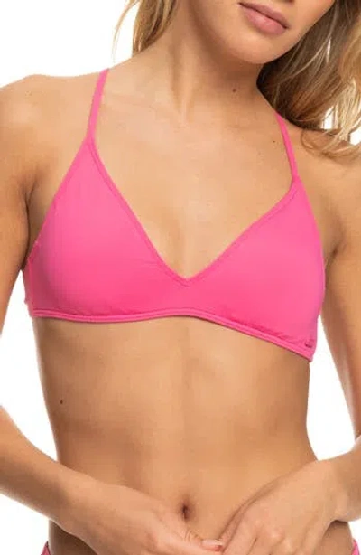 Roxy Beach Classics Strappy Athletic Triangle Bikini Top In Pink