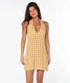 Roxy Beach Day Check Halter Minidress In Brown