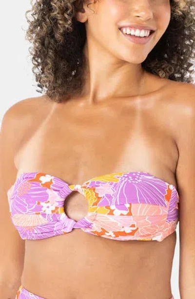 Roxy Bell Blooms Cinched Hipster Bikini Bottoms In Purple