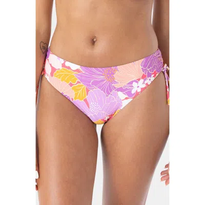 Roxy Bell Blooms Cinched Hipster Bikini Bottoms In Purple
