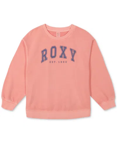 Roxy Kids' Big Girls Arch Oversized Logo-print Sweatshirt In Candleligh