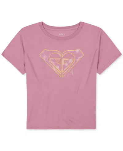 Roxy Kids' Big Girls Cotton Logo Graphic Short-sleeve T-shirt In Mauve Orch