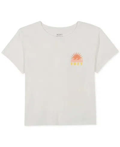 Roxy Kids' Big Girls Cotton Sunblock Logo Graphic Short-sleeve T-shirt In Egret