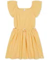 Roxy Big Girls Cotton Surf Break Jacquard Flutter-sleeve Dress In Impala