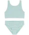 Roxy Big Girls Crinkle Texture Two-piece Swimsuit Set In Fair Aqua