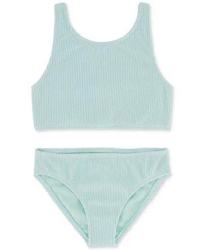Roxy Kids' Big Girls Crinkle Texture Two-piece Swimsuit Set In Fair Aqua