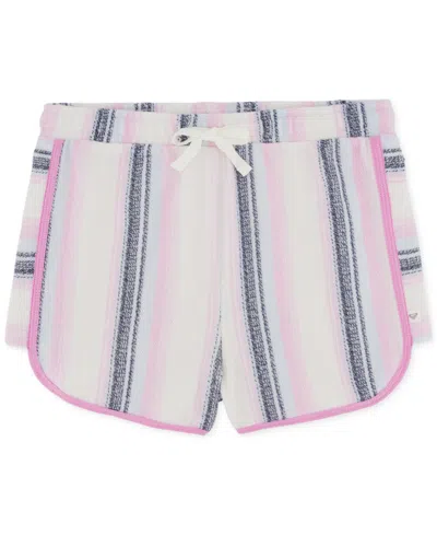 Roxy Kids' Big Girls Daydreamin Striped Terry Shorts In Lilac Chiffon