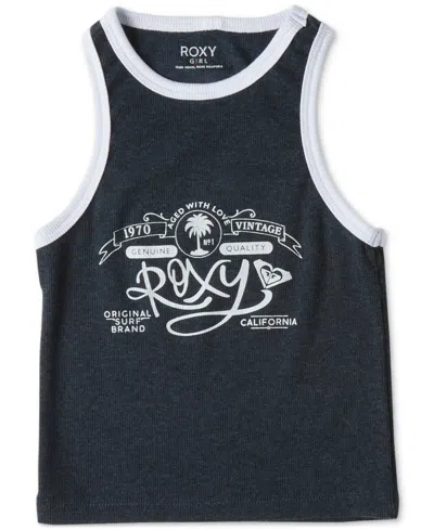 Roxy Kids' Big Girls Logo Graphic Cropped Tank Top In Naval Acad