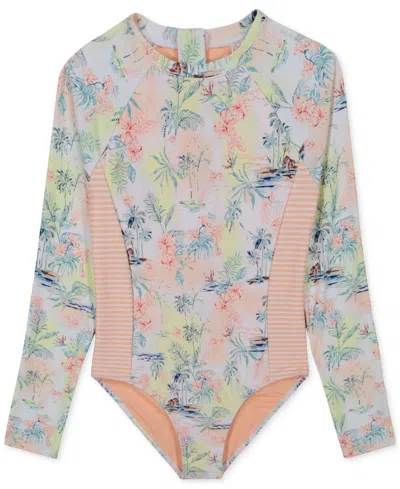 Roxy Kids' Big Girls North Shore Long-sleeve Paddlesuit Swimsuit In Peach Nectar
