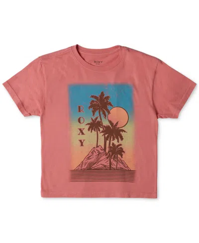 Roxy Kids' Big Girls Palm Springs Cotton Graphic T-shirt In Mauve Glow