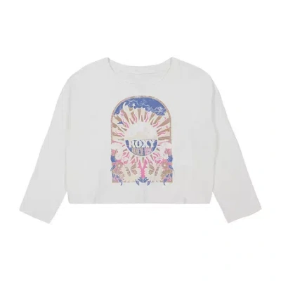 Roxy Big Kid Girls Crew Neck Long Sleeve Loose Fit Graphic T-shirt In White