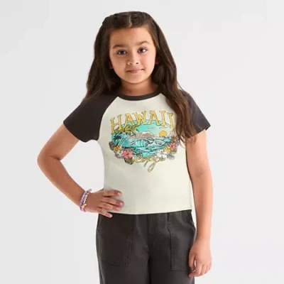 Roxy Big Kid Girls Crew Neck Short Sleeve Fitted Graphic T-shirt In White