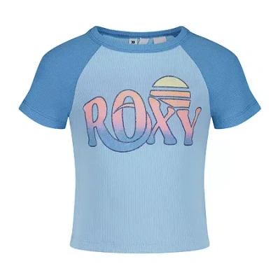 Roxy Big Kid Girls Crew Neck Short Sleeve Fitted Graphic T-shirt In Blue