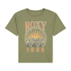 Roxy Big Kid Girls Crew Neck Short Sleeve Oversized Graphic T-shirt In Green