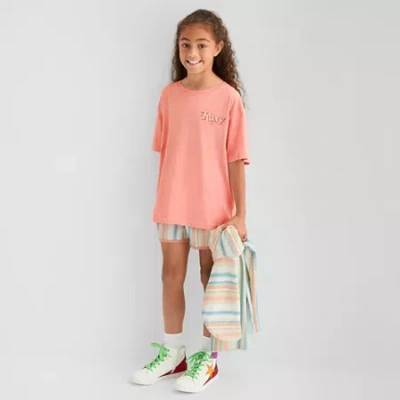 Roxy Big Kid Girls Crew Neck Short Sleeve Oversized Graphic T-shirt In Orange