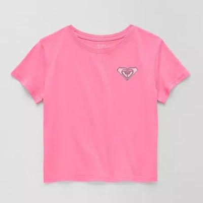 Roxy Big Kid Girls Crew Neck Short Sleeve Oversized Graphic T-shirt In Pink
