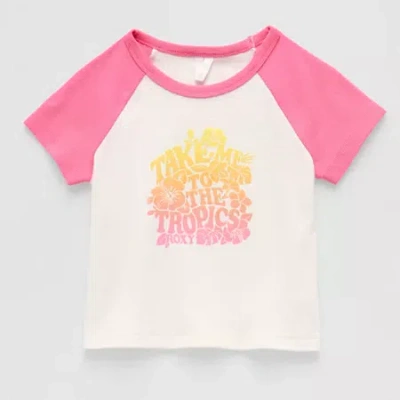Roxy Big Kid Girls Crew Neck Short Sleeve Oversized Graphic T-shirt In Pink