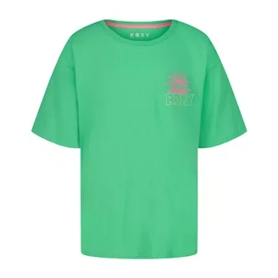 Roxy Big Kid Girls Crew Neck Short Sleeve Oversized Graphic T-shirt In Green