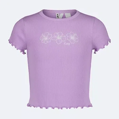 Roxy Big Kid Girls Crew Neck Short Sleeve T-shirt In Purple