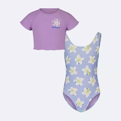 Roxy Big Kid Girls One Piece+cover-ups In Purple