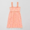 Roxy Big Kid Girls Sleeveless Floral Skater Dress In Orange