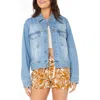Roxy Big Wave Embroidered Denim Jacket In Blue