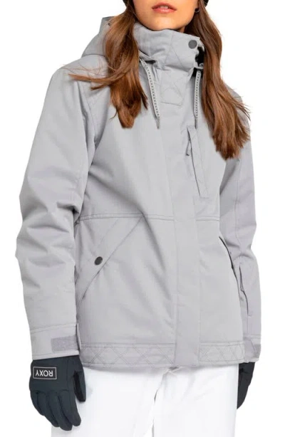 Roxy Billie Water Resistant Hooded Insulated Jacket In Heather Grey