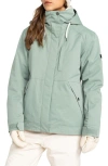 Roxy Billie Water Resistant Hooded Insulated Jacket In Lily Pad