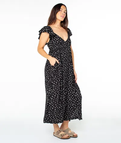 Roxy Bohemian Nights Floral Maxi Dress In Black