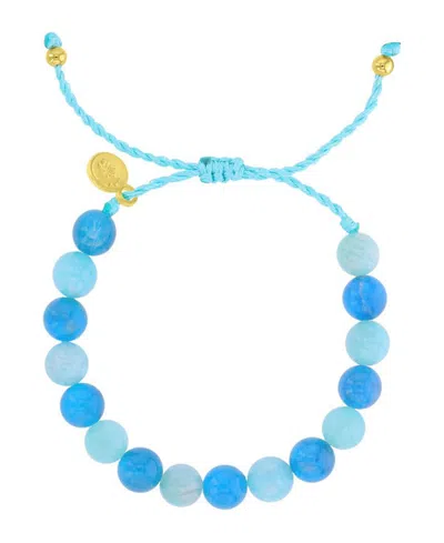 Roxy Brass Yellow Amazonite Beads Adjustable Bracelet In Blue