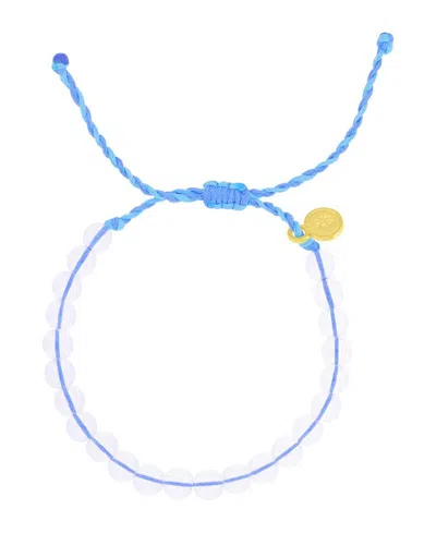 Roxy Brass Yellow Quartz Beads Adjustable Bracelet In Blue