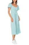 Roxy Bungalow Bliss Tie Back Midi Dress In Aquifer Solid
