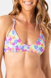 Roxy California Dreamin' Reversible Triangle Bikini Top In Multi