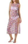 Roxy California Dreamin Ruched Keyhole Sheer Cover-up Sundress In Multi