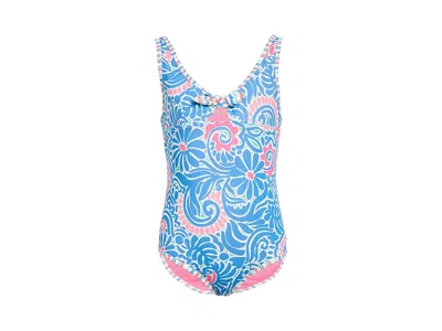 Roxy Cascais One-piece (little Kid) Girl's Swimsuits One Piece Silver Lake Blue : Xl (6x Little Kids), El