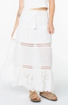 Roxy Castaway Embroidered Cotton Maxi Skirt In White