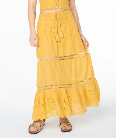 Roxy Castaway Maxi Skirt In Gold