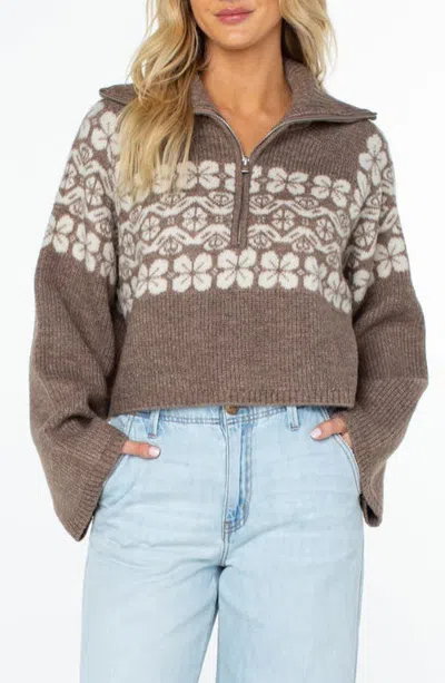 Roxy Cedar Grove Quarter Zip Sweater In Chestnut