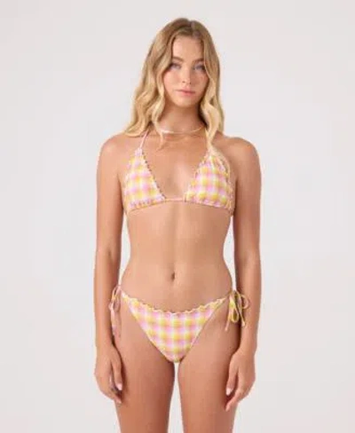 Roxy Check Me Out Mini Tiki Tri Cheeky Bottoms In Multi