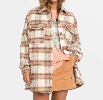 Roxy Check The Swell Shacket In Parchment Paradise Plaid In Brown