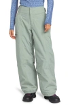 Roxy Chloe Kim Waterproof Shell Snow Pants In Lily Pad Green
