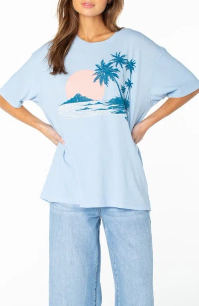 Roxy Classic Scene Oversize Cotton Graphic T-shirt In Blue