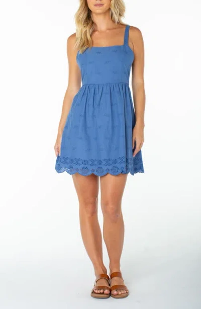 Roxy Clearwater Embroidered Minidress In Blue