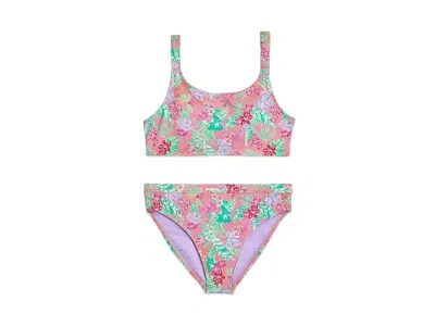 Roxy Coastal Breeze Bikini Set (big Kid) Girl's Swimwear Sets Peach Pink : 14 Big Kid, Nylon/spandex In Multi