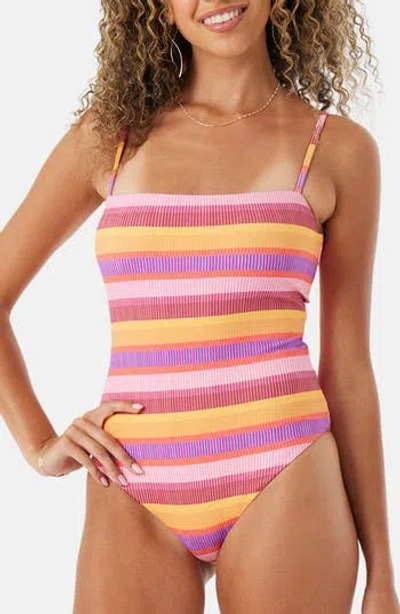 Roxy Coastal Current Stripe One-piece Swimsuit In Multi